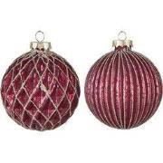 Clayre & Eef Kerstbal Set van 2 Ø 8 cm Rood Glas