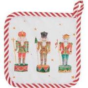 Clayre & Eef Kind Pannenlap 16x16 cm Wit Rood Katoen Notenkrakers