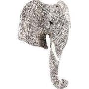 Clayre & Eef Wanddecoratie Olifant 40 cm Wit Zwart Papier