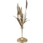 Clayre & Eef Kandelaar 16x16x45 cm Goudkleurig IJzer Bladeren