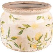 Clayre & Eef Bloempot Ø 20x15 cm Geel Keramiek Citroen