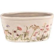 Clayre & Eef Bloempot 23x10x11 cm Roze Beige Keramiek Bloemen