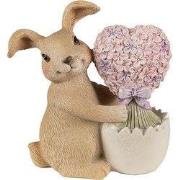 Clayre & Eef Beeld Konijn 12 cm Bruin Roze Polyresin