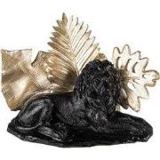 Clayre & Eef Beeld Leeuw 16 cm Zwart Goudkleurig Polyresin