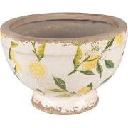 Clayre & Eef Bloempot Ø 17x11 cm Geel Keramiek Citroen