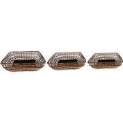 Clayre & Eef Opbergmand Set van 3 41x31x12 cm Bruin Zwart Rotan