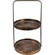 Clayre & Eef Etagère 2 laags Ø 29x53 cm Koperkleurig Metaal