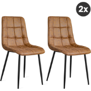 2x Eetkamerstoel Thimphu - Microleder - Cognac