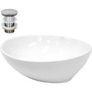 Wastafel 410x330x142 mm wit keramiek incl. afvoerset zonder overloop