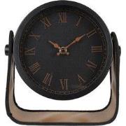Clayre & Eef Tafelklok 22 cm Zwart Bruin IJzer