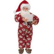 Clayre & Eef Beeld Kerstman 28 cm Rood Kunststof