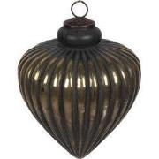 Clayre & Eef Kerstbal Ø 7x8 cm Zwart Glas