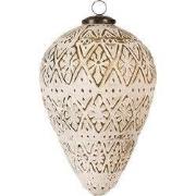 Clayre & Eef Kerstbal 21 cm Wit Glas