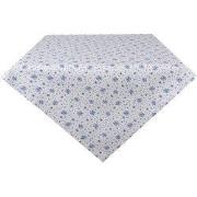 Clayre & Eef Tafelkleed 100x100 cm Wit Blauw Katoen Roosjes