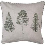 Clayre & Eef Kussenhoes 40x40 cm Beige Groen Katoen Dennenbomen