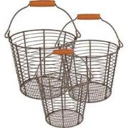 Clayre & Eef Mand set van 3 Ø 21 Ø 18 Ø 15 cm Bruin IJzer