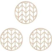 Krumble Pannenonderzetter met pijlen patroon - Beige - Set van 3