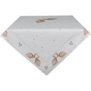Clayre & Eef Tafelkleed 100x100 cm Wit Bruin Katoen Konijn