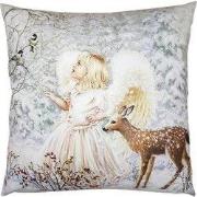 Clayre & Eef Kussenhoes 45x45 cm Wit Grijs Polyester Engel