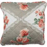Clayre & Eef Kussenhoes 40x40 cm Grijs Roze Katoen Bloemen