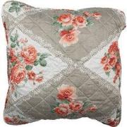 Clayre & Eef Kussenhoes 50x50 cm Grijs Roze Katoen Bloemen