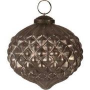Clayre & Eef Kerstbal Ø 10x10 cm Grijs Glas