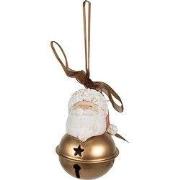 Clayre & Eef Kersthanger Kerstman 8 cm Wit Goudkleurig Polyresin