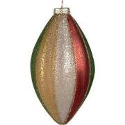Clayre & Eef Kerstbal Ø 8x15 cm Rood Groen Glas