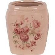 Clayre & Eef Bloempot 14x14x16 cm Roze Keramiek Bloemen