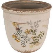 Clayre & Eef Bloempot Ø 18x17 cm Beige Geel Keramiek Bloemen
