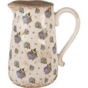 Clayre & Eef Decoratie Kan 21x15x23 cm Beige Blauw Keramiek Bloemen