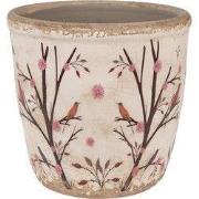 Clayre & Eef Bloempot Ø 14x13 cm Beige Bruin Keramiek Takken