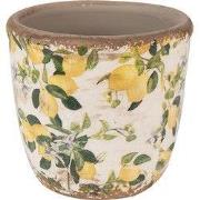 Clayre & Eef Bloempot Ø 11x10 cm Beige Geel Keramiek Citroenen