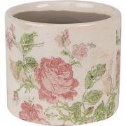 Clayre & Eef Bloempot Ø 11x9 cm Beige Roze Keramiek Bloemen