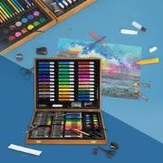 150-delige schilderset in houten kist met viltstiften, waskrijt, oliep...