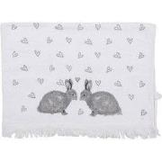 Clayre & Eef Gastendoekje 40x66 cm Wit Grijs Katoen Konijnen