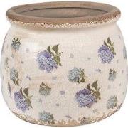 Clayre & Eef Bloempot Ø 16x13 cm Beige Blauw Keramiek Bloemen