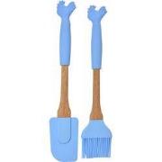 Clayre & Eef Keukengerei set van 2 Kip 28x5 / 27x5 cm Blauw Kunststof