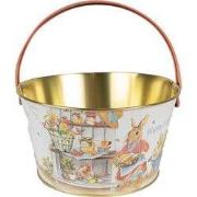 Clayre & Eef Decoratie Mand Ø 19x10 cm Wit Aluminium Konijn