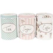 Clayre & Eef Voorraadpot Set van 3 Ø 8x12 cm Wit Aluminium