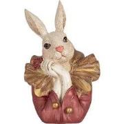 Clayre & Eef Beeld Konijn 17 cm Beige Roze Polyresin