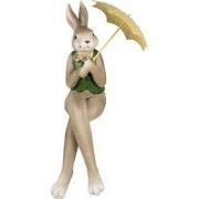 Clayre & Eef Beeld Konijn 43 cm Bruin Groen Polyresin