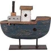 Clayre & Eef Decoratie Model Boot 10 cm Grijs Blauw Glas