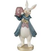 Clayre & Eef Beeld Konijn 20 cm Wit Blauw Polyresin