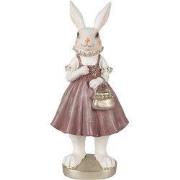 Clayre & Eef Beeld Konijn 27 cm Wit Roze Polyresin