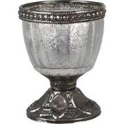 Clayre & Eef Theelichthouder Ø 6x8 cm Zilverkleurig Glas