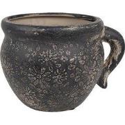 Clayre & Eef Bloempot Binnen 17x14x12 cm Zwart Bruin Keramiek