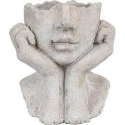Clayre & Eef Bloempot Binnen Vrouw 17x14x18 cm Grijs Steen