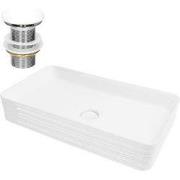 Wastafel incl. afvoergarnituur wit zonder overloop 68x38x12 cm wit ker...