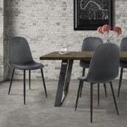 Eetkamerstoel set van 4 diamond quilting met rugleuning antraciet Keuk...